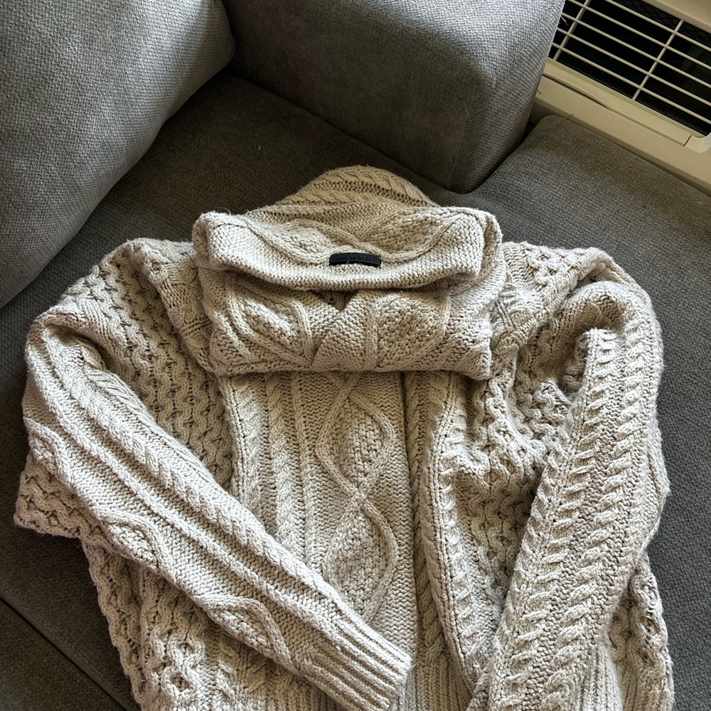 ESSENTIALS Cozy Cable Knit Sweater in Cream